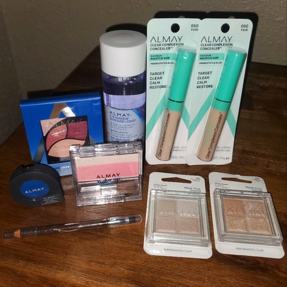 9 Almay Items - Eyeshadow Blush Highlighter Concealer Eye Makeup Remover Liner